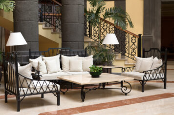 The lobby of the hotel.