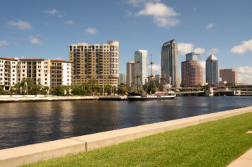 Marine Boat Ship Canal Downtown Urban Metro Skyline Tampa Bay Fl